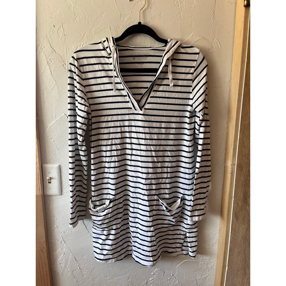 Coolibar Striped Hooded‎ Swim Coverup Sz S